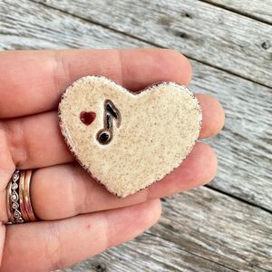 Vintage Jewelry Ceramic Heart Music Brooch Love Music Pin Music Lover Gift